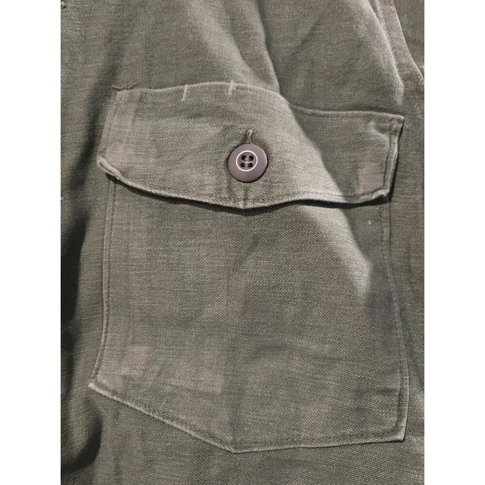 VTG 1971 Vietnam US Army OG-107 Sateen Shirt 14 1/2 X33 NSN:8405-781-8946 #K79k